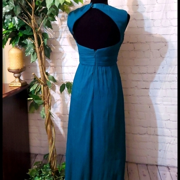 AMSALE Teal 100% Silk Dress 8 Mallard Green - Picture 2 of 9